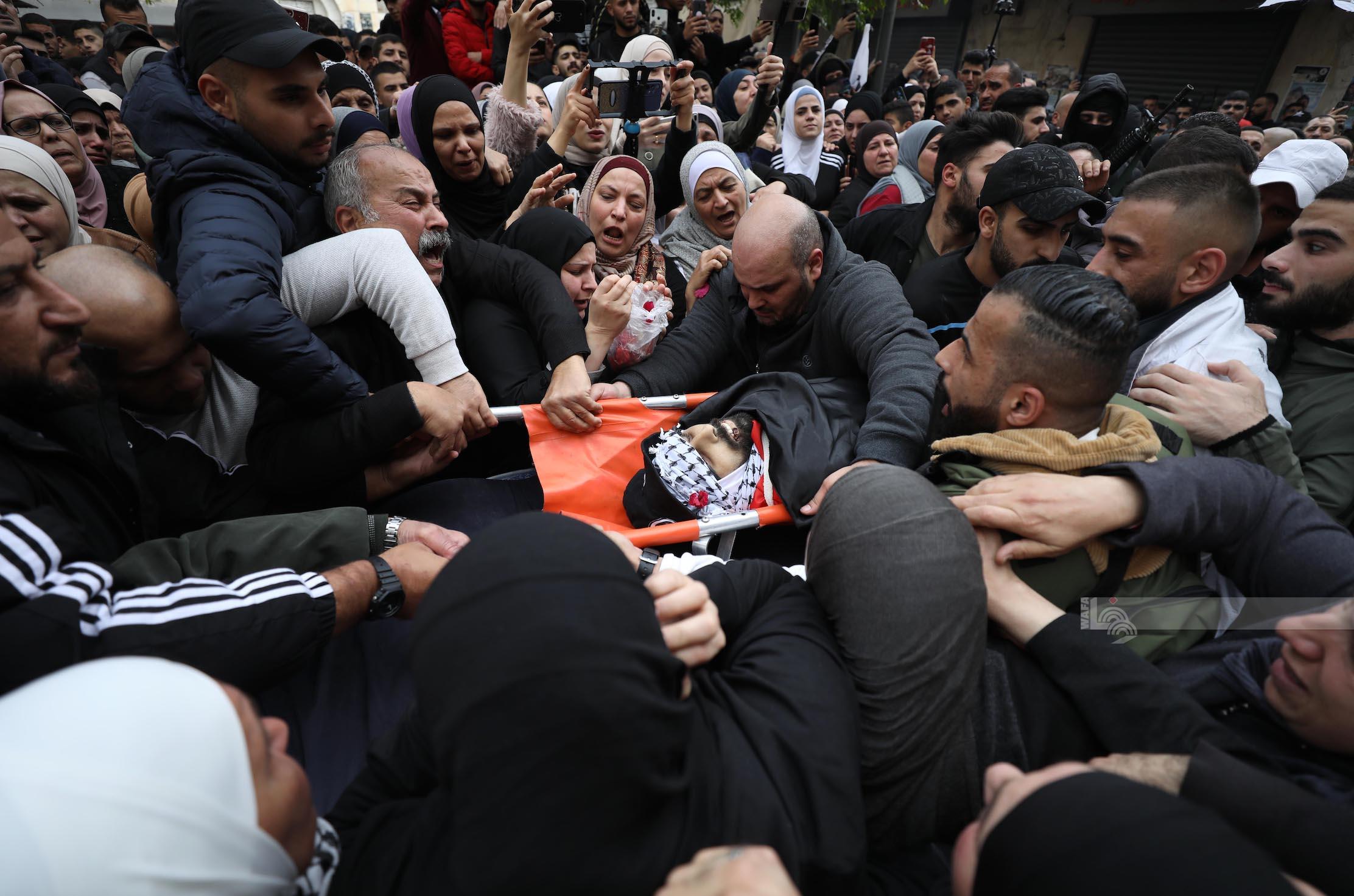 جانب من تشييع جثمان الشهيدين حزر الله وأبو كشك (تصوير - أيمن نوباني/وفا)